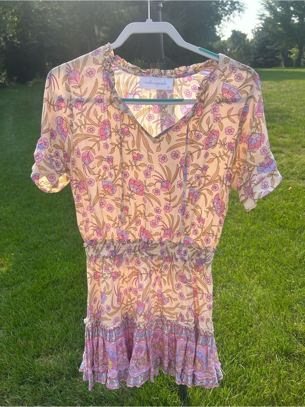 Willow & Sage Pink Floral Short-Sleeve Sundress
